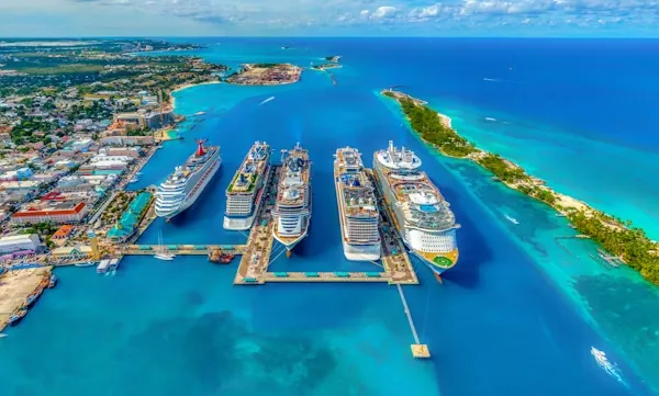 Cruise ships docked in Caribbean port